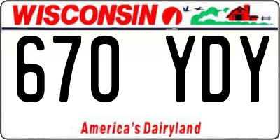 WI license plate 670YDY
