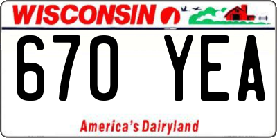 WI license plate 670YEA
