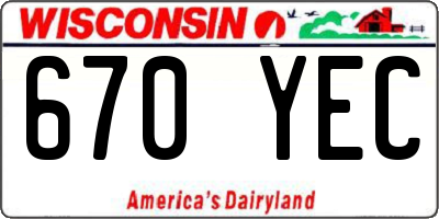 WI license plate 670YEC
