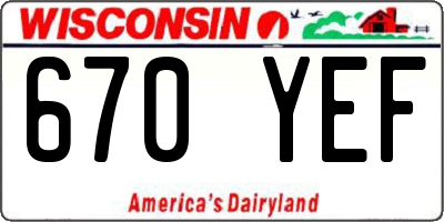 WI license plate 670YEF