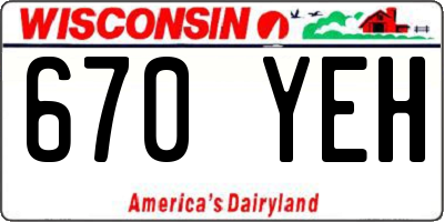 WI license plate 670YEH