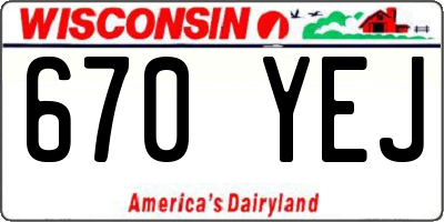 WI license plate 670YEJ