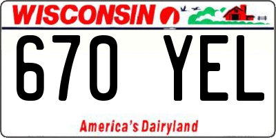 WI license plate 670YEL