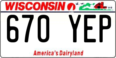 WI license plate 670YEP