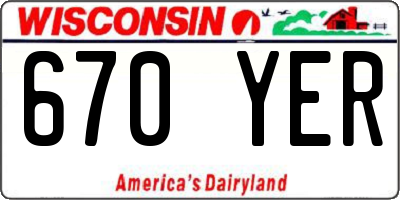 WI license plate 670YER