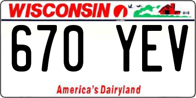 WI license plate 670YEV