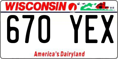 WI license plate 670YEX