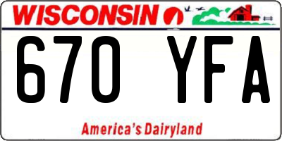 WI license plate 670YFA