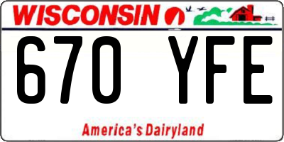 WI license plate 670YFE