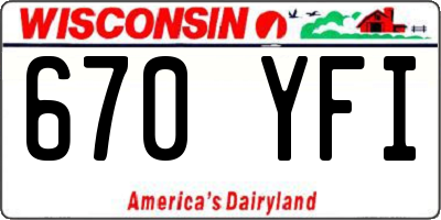 WI license plate 670YFI