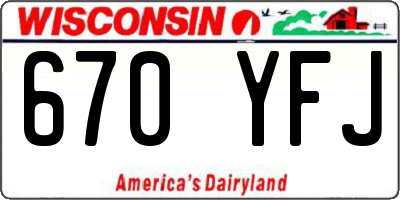 WI license plate 670YFJ