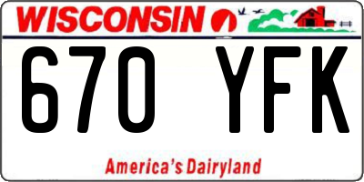 WI license plate 670YFK