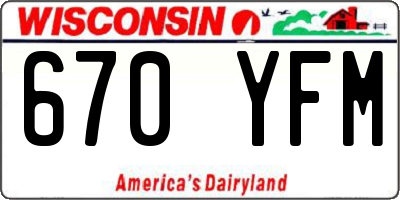 WI license plate 670YFM