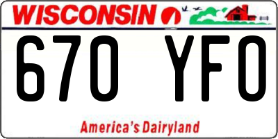 WI license plate 670YFO