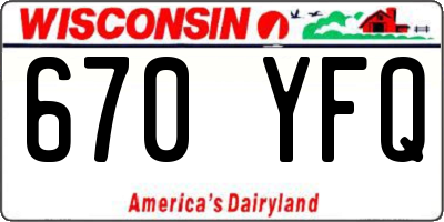 WI license plate 670YFQ