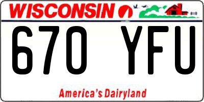 WI license plate 670YFU