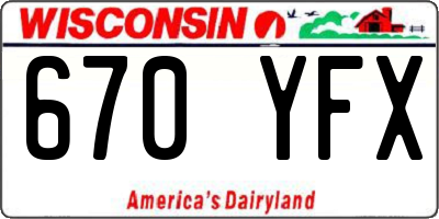 WI license plate 670YFX