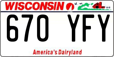 WI license plate 670YFY
