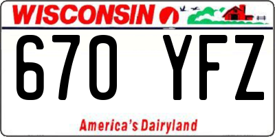 WI license plate 670YFZ