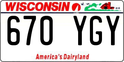 WI license plate 670YGY