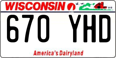 WI license plate 670YHD