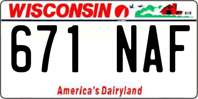 WI license plate 671NAF