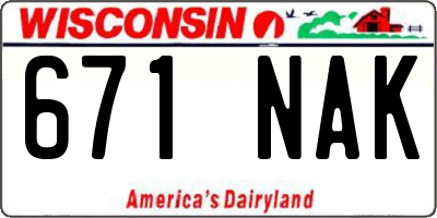 WI license plate 671NAK