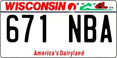 WI license plate 671NBA