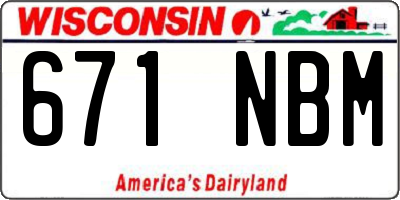 WI license plate 671NBM
