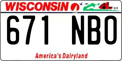 WI license plate 671NBO