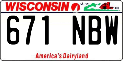 WI license plate 671NBW