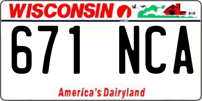 WI license plate 671NCA