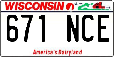 WI license plate 671NCE