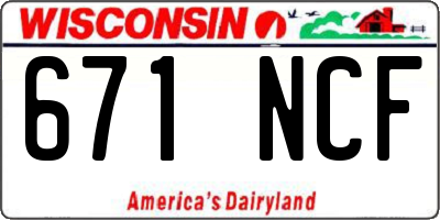 WI license plate 671NCF