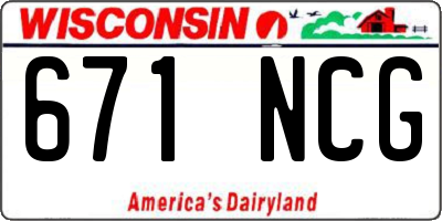 WI license plate 671NCG