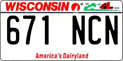 WI license plate 671NCN