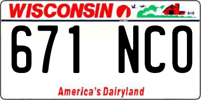 WI license plate 671NCO