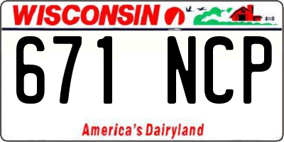 WI license plate 671NCP
