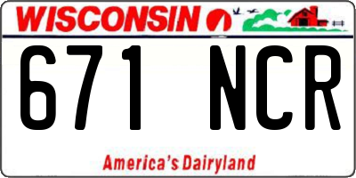 WI license plate 671NCR