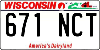 WI license plate 671NCT