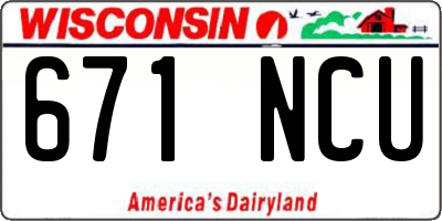 WI license plate 671NCU