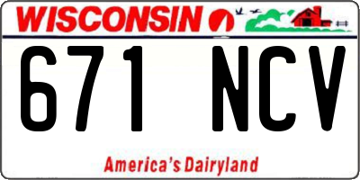 WI license plate 671NCV