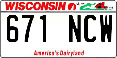 WI license plate 671NCW