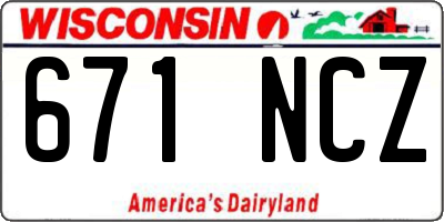 WI license plate 671NCZ