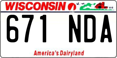WI license plate 671NDA