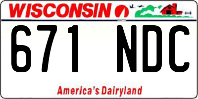WI license plate 671NDC