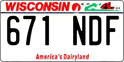 WI license plate 671NDF