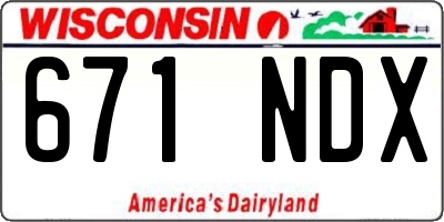 WI license plate 671NDX