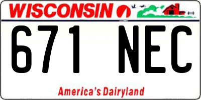 WI license plate 671NEC
