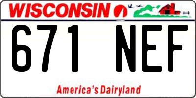 WI license plate 671NEF